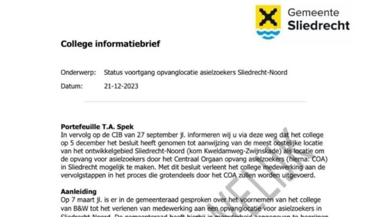 Sliedrecht zoekt samenwerking met Papendrecht over azc