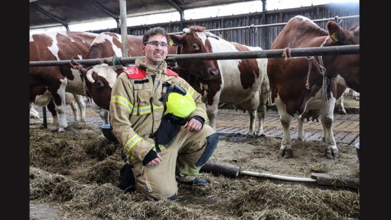 Van koeien voeren tot brand blussen: Dirk is boer én brandweervrijwilliger