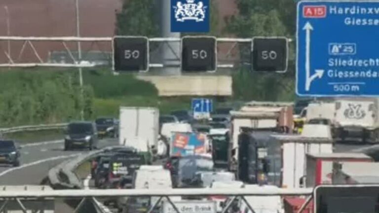 Ongeluk op A15 zorgt voor lange file in avondspits