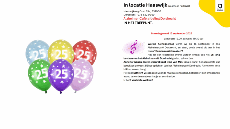 15 september – Alzheimer Café Dordrecht