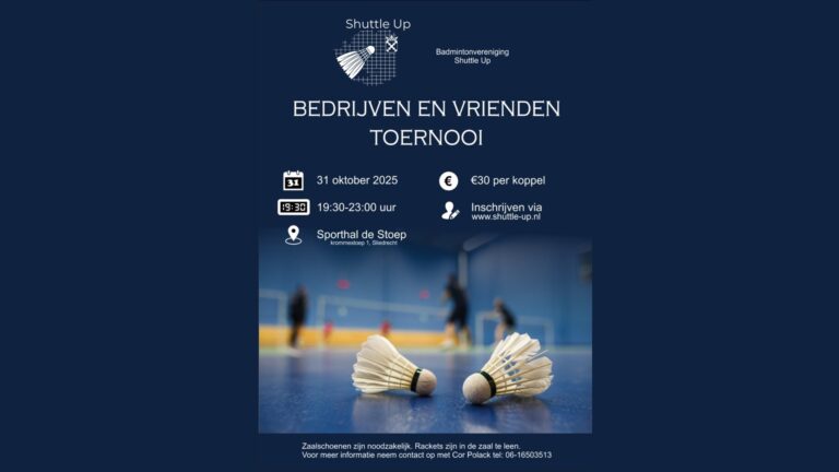 31 oktober – Bedrijven en Vrienden Badmintontoernooi 2025