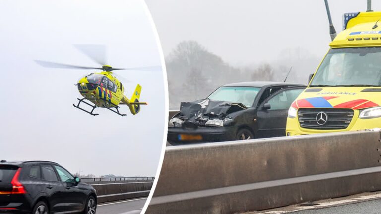Traumaheli landt op N3 na ongeluk op Papendrechtsebrug