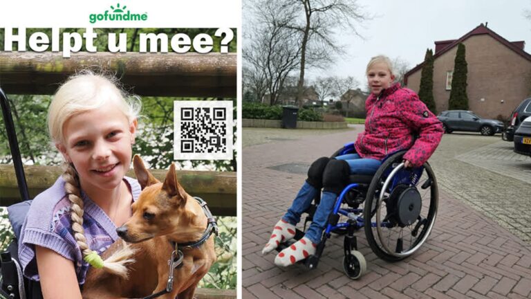 Amarise (10) heeft zeldzame spierziekte, rolstoelbus moet uitkomst bieden
